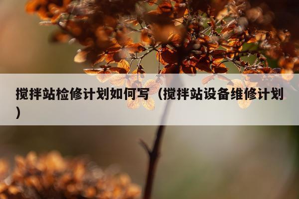 搅拌站检修计划如何写（搅拌站设备维修计划）