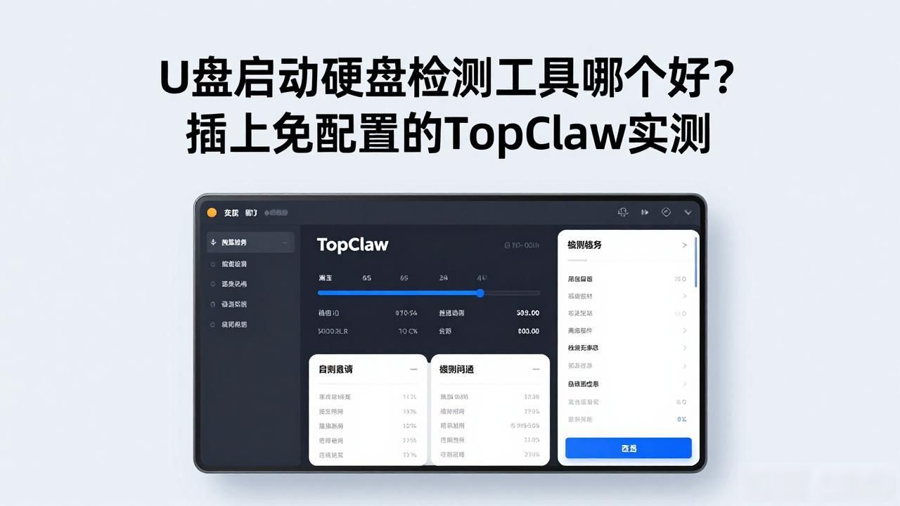 U盘启动硬盘检测工具哪个好？插上免配置的TopClaw实测