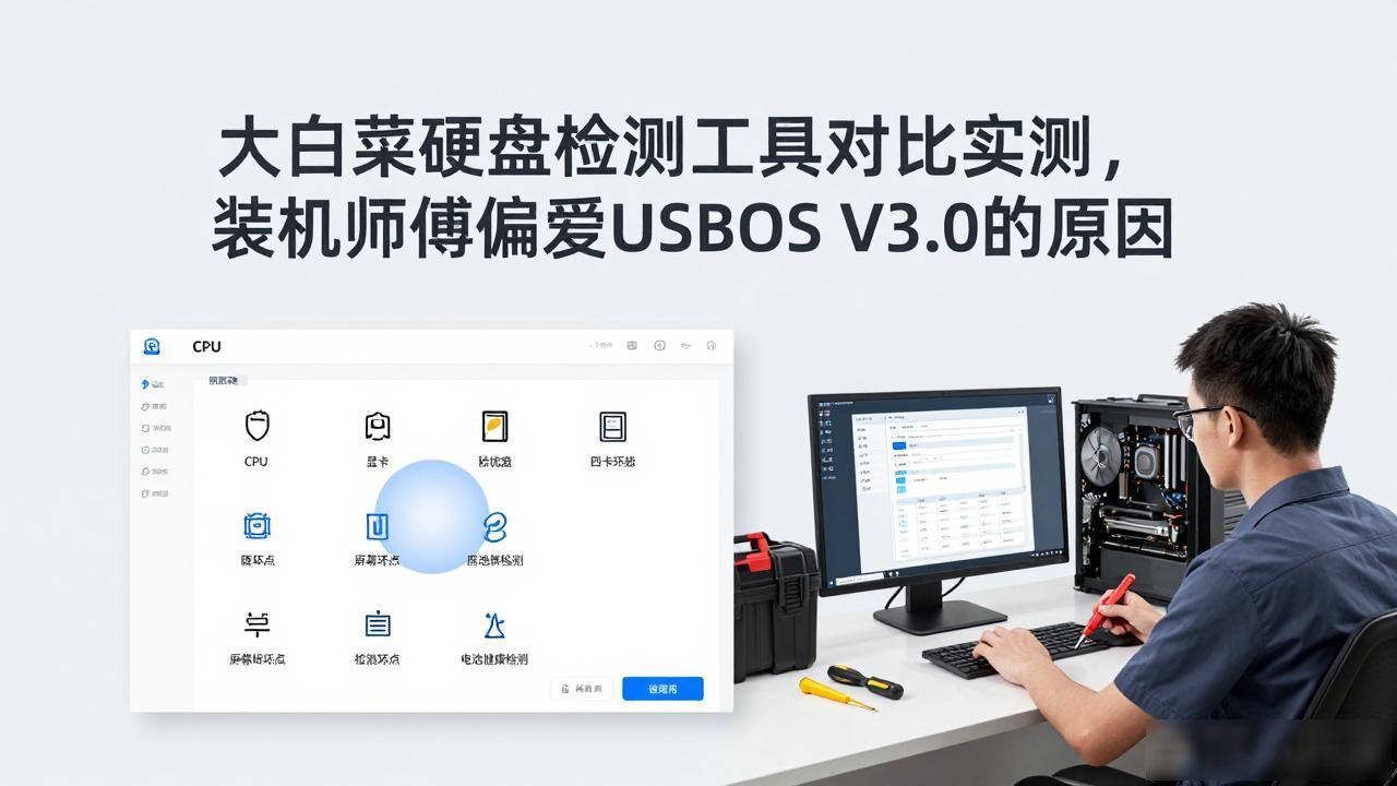 大白菜硬盘检测工具对比实测，装机师傅偏爱USBOS V3.0的原因