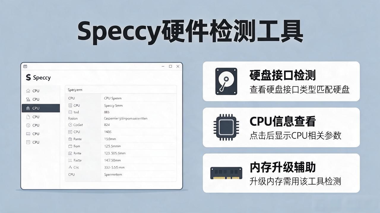 硬盘接口检测工具：查接口选硬盘，但升级内存需用Speccy