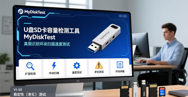 U盘SD卡容量检测工具 MyDiskTest 真假识别坏块扫描速度测试