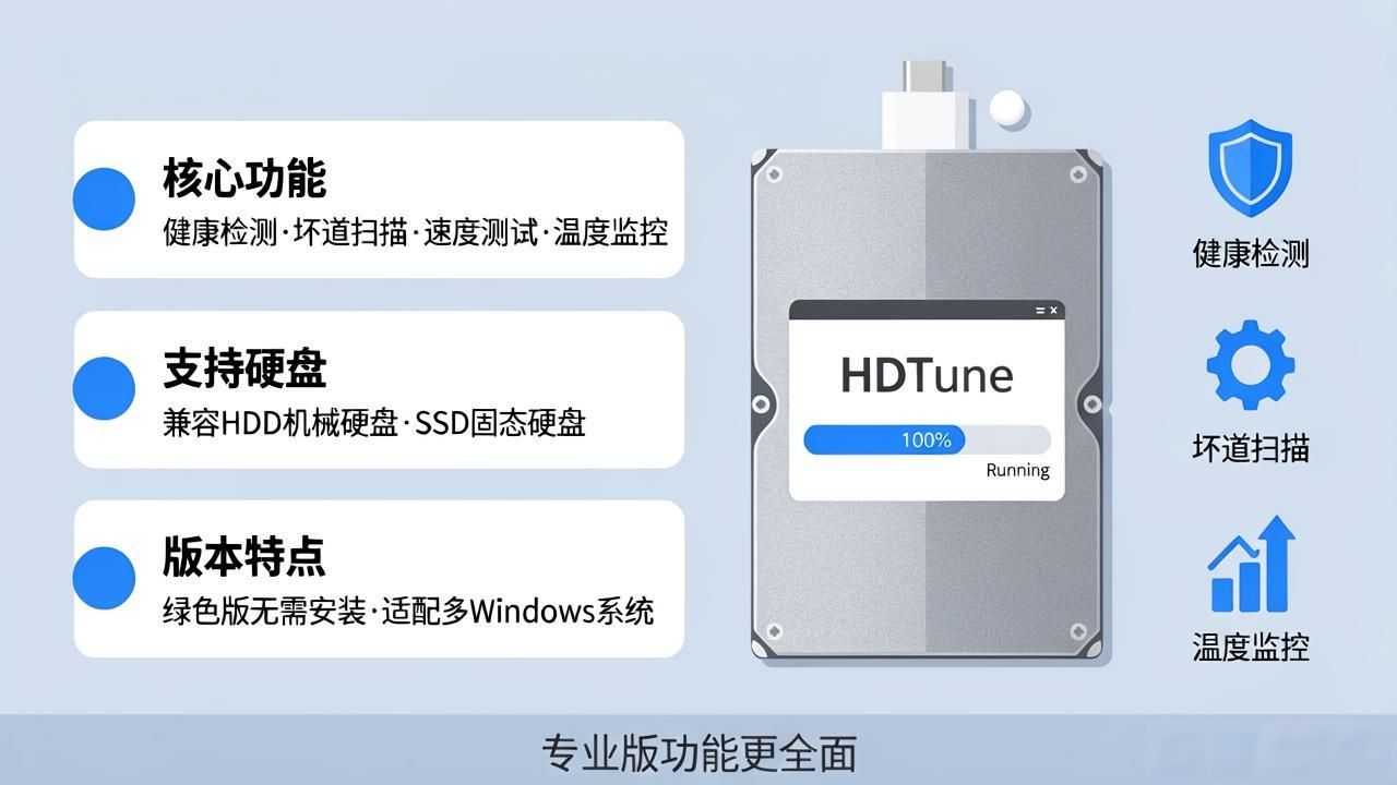 硬盘检测工具绿色版，测健康查坏道，小白也能用