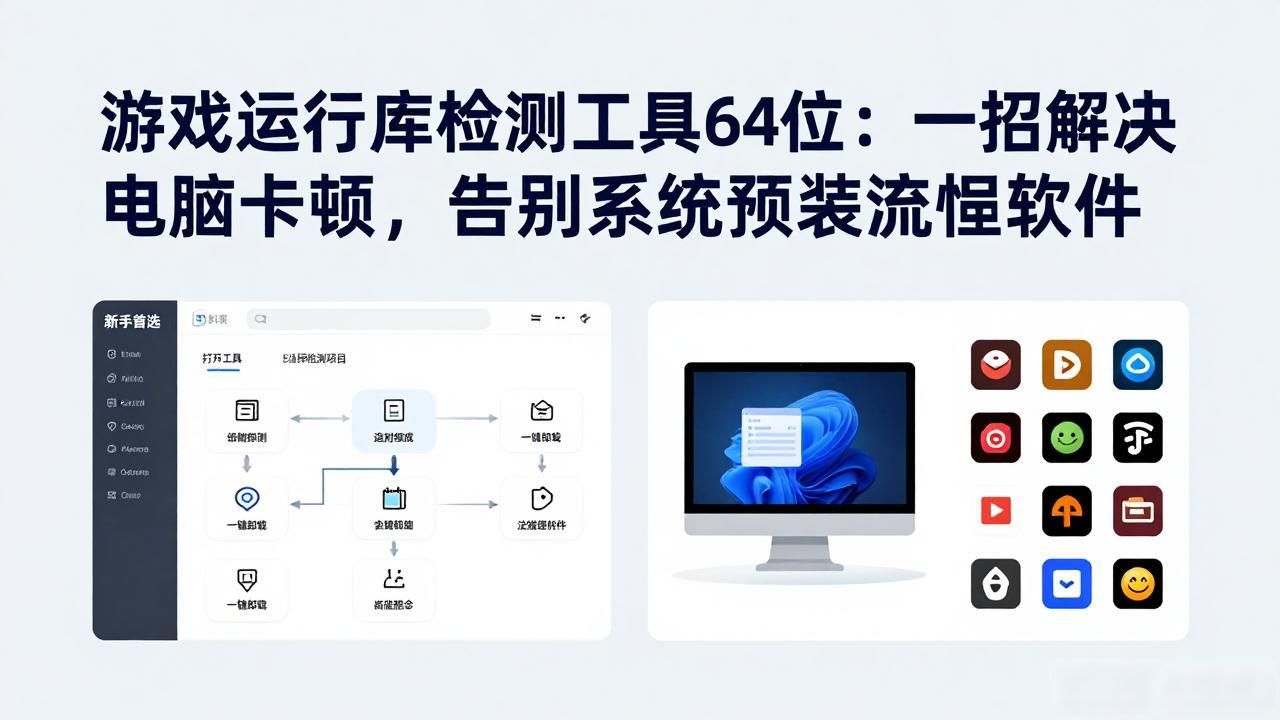 游戏运行库检测工具64位：一招解决电脑卡顿，告别系统预装流氓软件