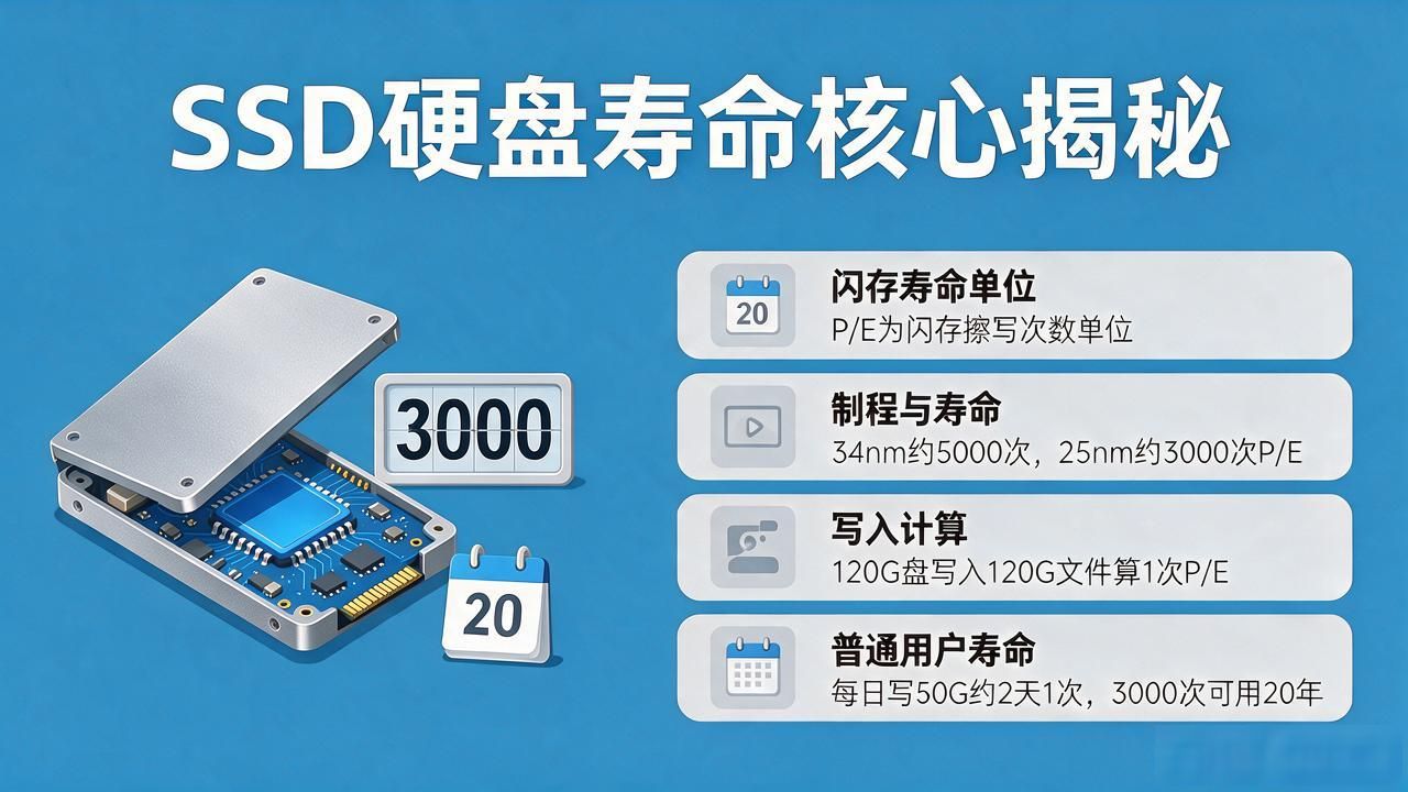 SSD硬盘寿命检测工具：揭秘闪存能撑20年，别被忽悠了