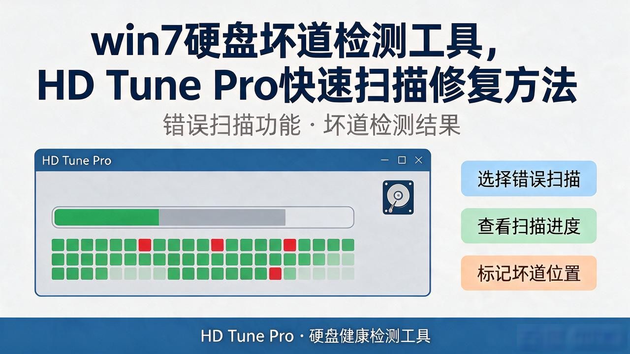 win7硬盘坏道检测工具，HD Tune Pro快速扫描修复方法