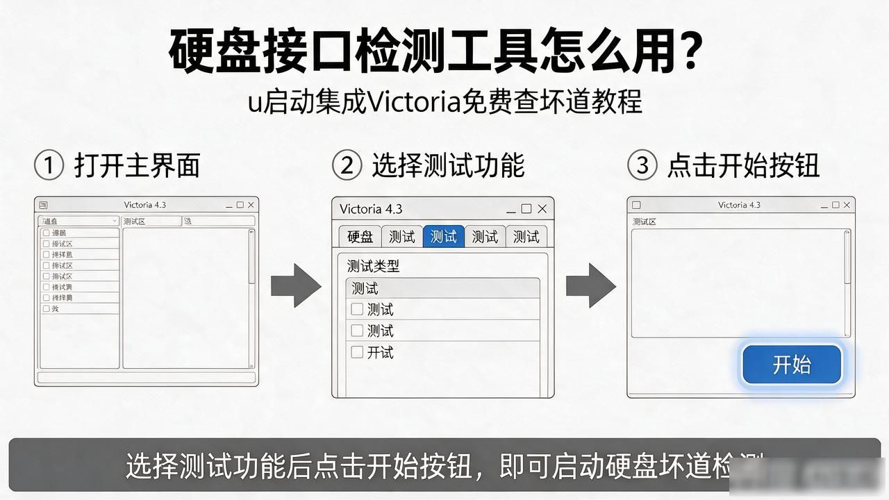 硬盘接口检测工具怎么用？u启动集成Victoria免费查坏道教程