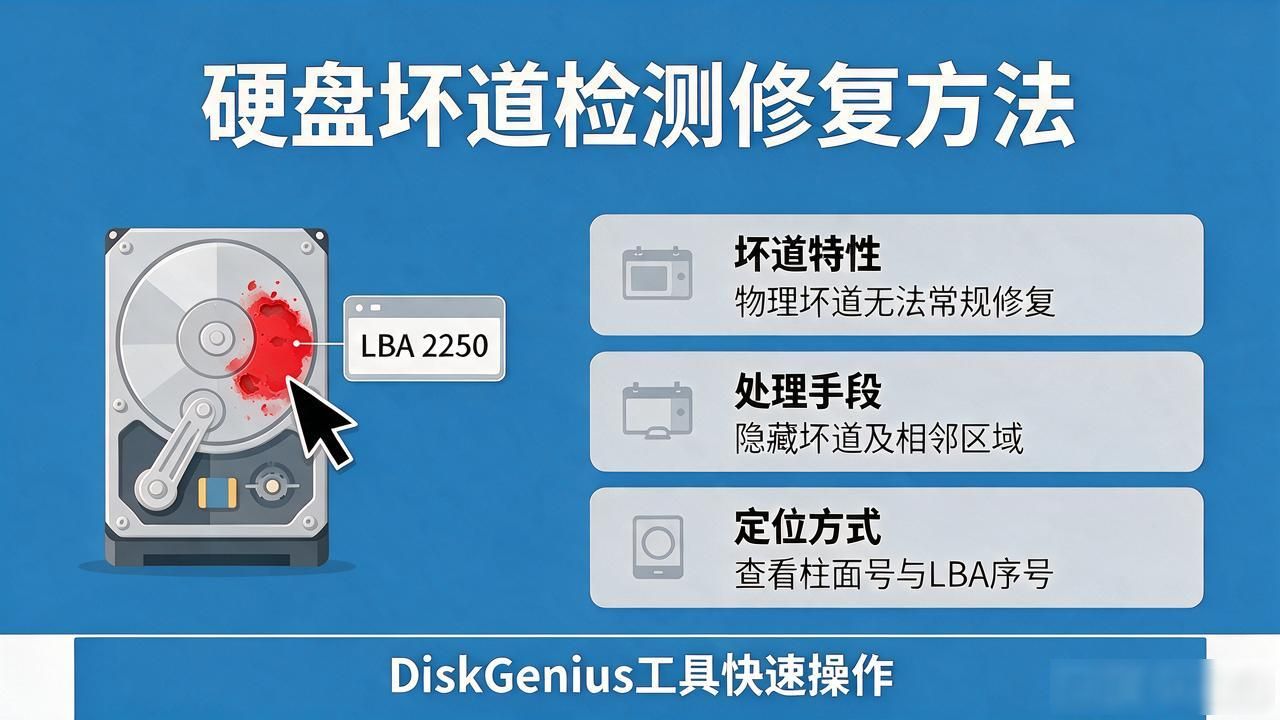 硬盘坏道怎么检测修复？用DiskGenius工具快速隔离坏道